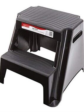 2-Step Molded Plastic Step Stool, Lightweight with Slip Resistant Treads